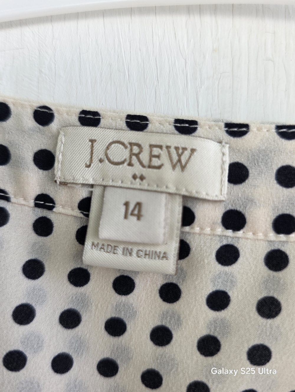 J. Crew Cream & Black Polka Dot Sleeveless Top with Pintuck Front - Picture 2 of 4